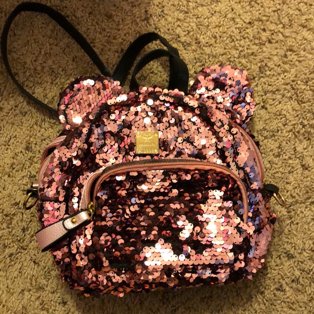 Small Pink Sequence Backpack